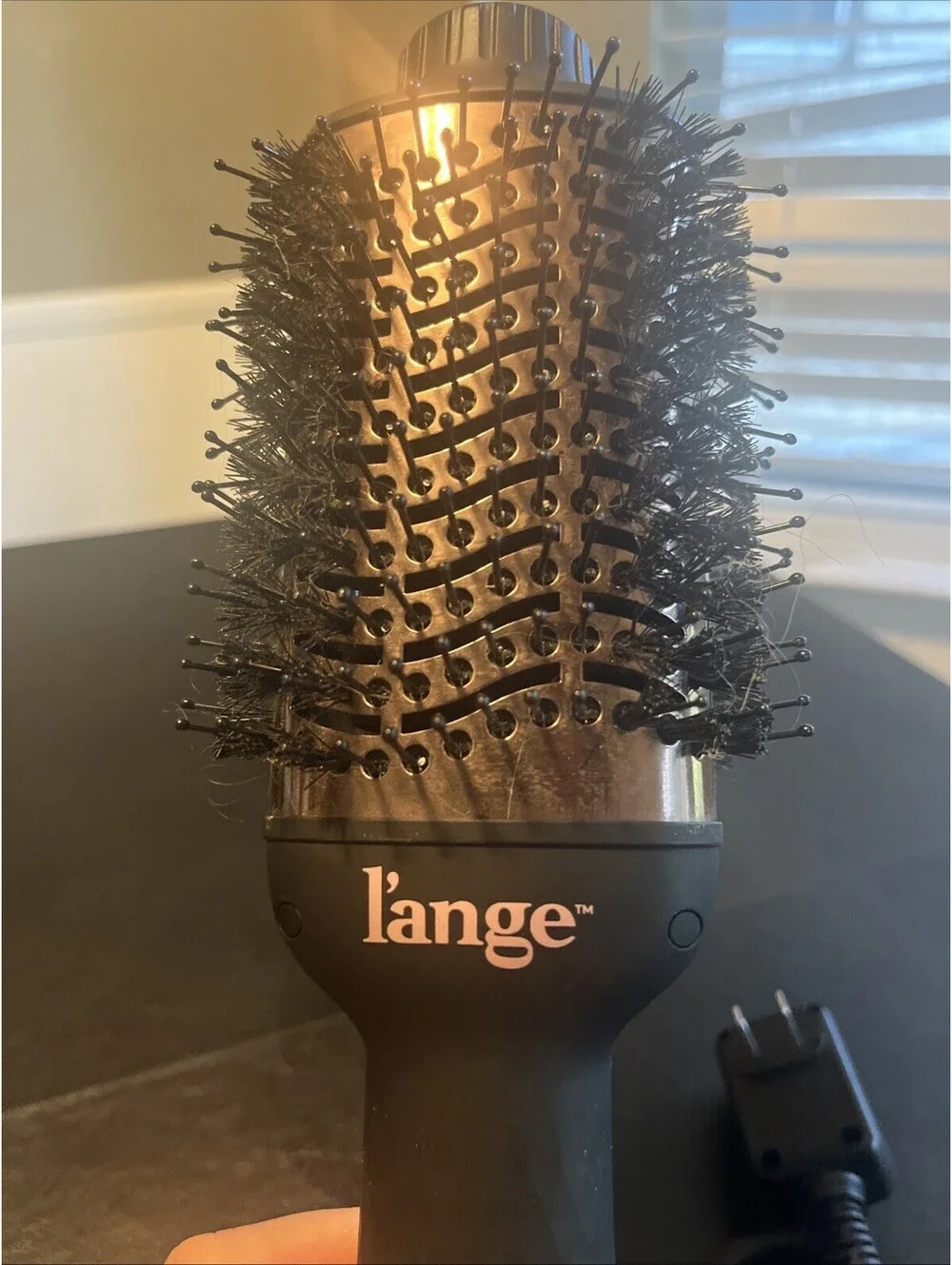 L’ange 2 in 1 Volumizing Brush Hair Dryer AB313 3” Black Lange Rose Gold Works